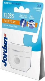 Зубна нитка з фтором та м`ятою Jordan Everyday floss (50м), двошарове покриття віском