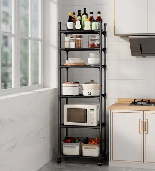 Полка этажерка TVT-02 6 ярусов 170х42х32см Черная | Зображення 2