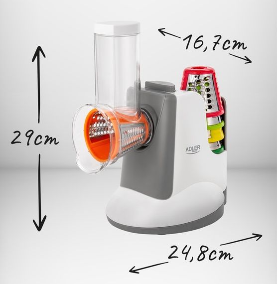 Овочерізка електрична Adler AD-4815 16.7х24.8х29 см біла | Зображення 9