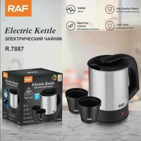Электрочайник от 220В компактный RAF R-7887 с двумя чашками SV-327 в комплекте