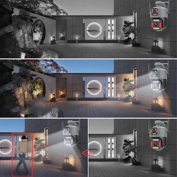 Уличная IP камера видеонаблюдения с 2 объективами, 8Мп, Qettopo V380 / Поворотная двойная WiFi камера с ночной | Зображення 4