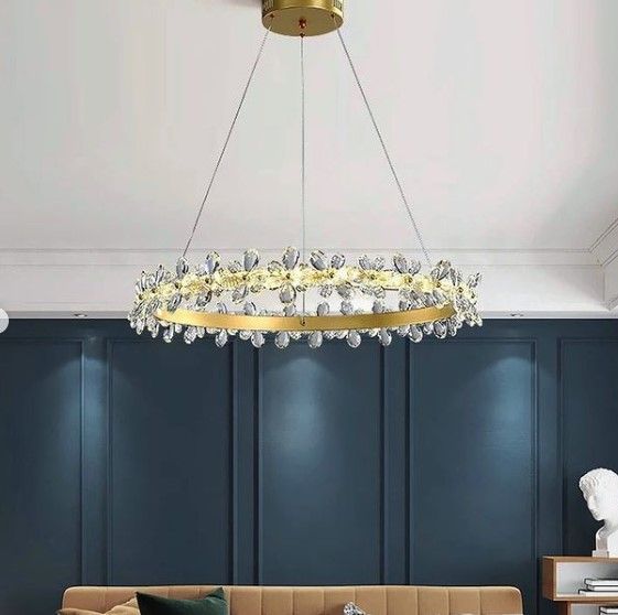 Люстра світлодіодна підвісна LED світильник для квартири на стелю лед 26587 Золото 15-150х80х80 см.