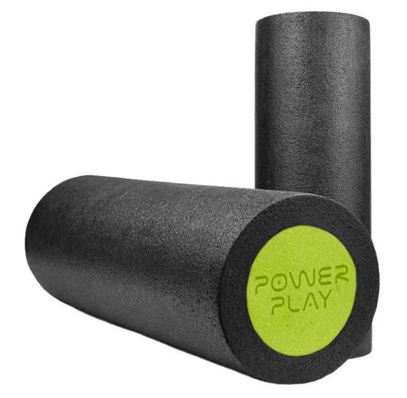 Масажний ролик (роллер) гладкий PowerPlay 4021 Fitness Roller Чорно-зелений (30x15 см) (PP_4021_BL/Green_(30*15)) | Зображення 2
