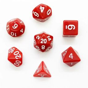 Набір кубиків в мішечку для RPG Dice Set Red (w-white) (7 шт.)