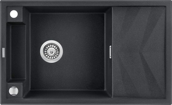 Мийка кухонна Deante Magnetic, граніт, прямокутник, з крилом, 820х500х219мм, чаша - 1, накладна, металічний графіт (ZRM_G113)