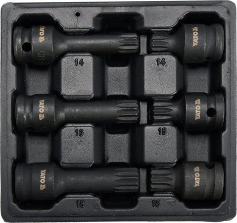 Набір насадок викруткових ударних SPLINE YATO : квадрат 1/2"; M14, M16, M18, L= 43/78 мм; CrMo, 6 шт YT-10652 | Зображення 1