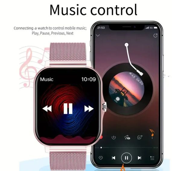 Смарт годинник рожевий Lige Y13 з двома ремінцями | Зображення 5