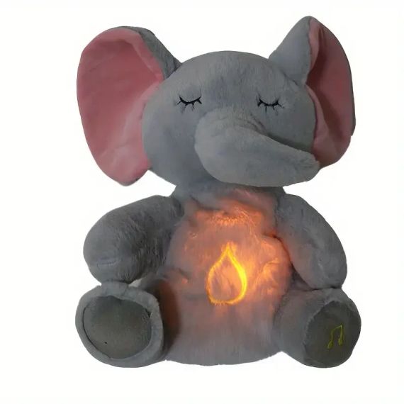 Плюшевий слоник з нічним світлом та заспокійливою музикою, інтерактивні колискові та рух вух, 30 см | Зображення 2