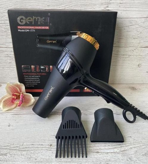 Фен Gemei GM-1771 для сушіння укладання волосся електрофен з концентратором 2100 Вт. | Зображення 1