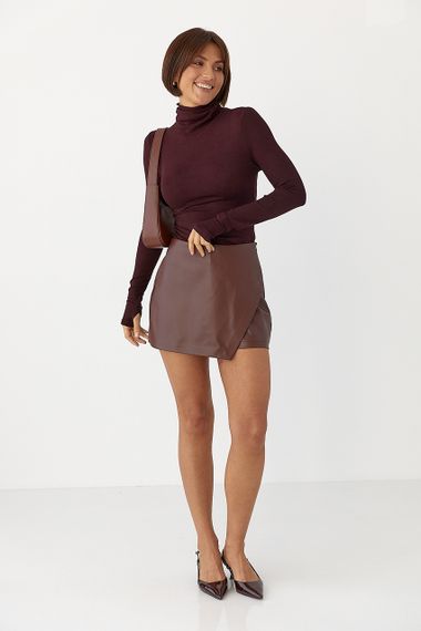 Однотонний гольф із високою горловиною - баклажан цвет, L (є розміри) | Зображення 2