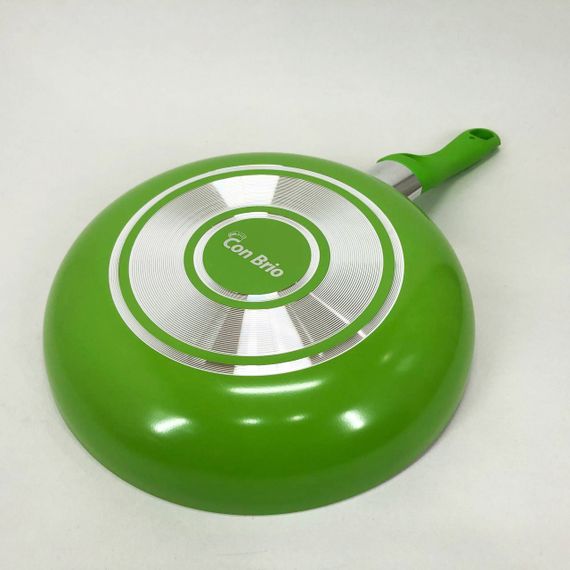 Сковорода антипригарна Con Brio 24 см СВ-2414, сковорода з товстим дном. Колір: зелений | Зображення 1