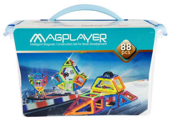 Конструктор Magplayer магнитный набор бокс 88эл MPT-88