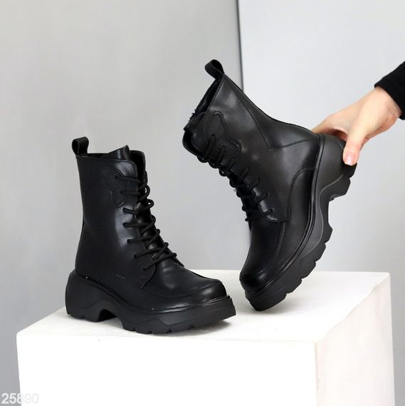 Черные зимние высокие ботинки натуральная кожа доступная цена 38