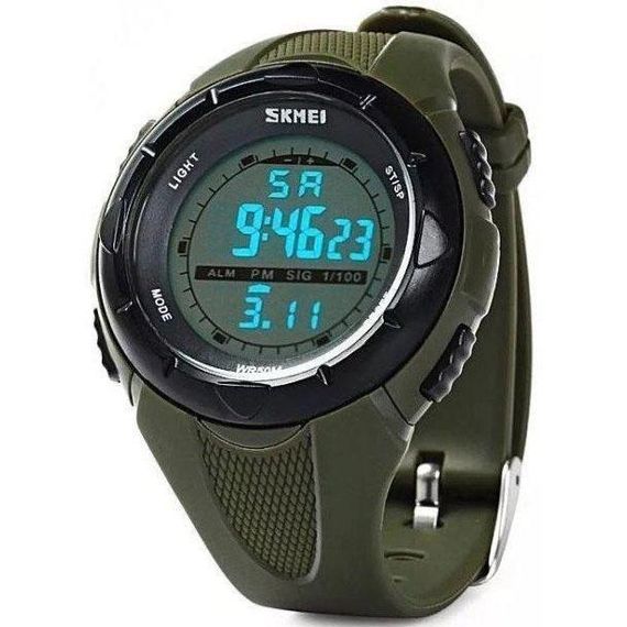 Мужские часы Skmei 1025AG ARMY GREEN, армейские часы противоударные. Цвет: зеленый | Зображення 2