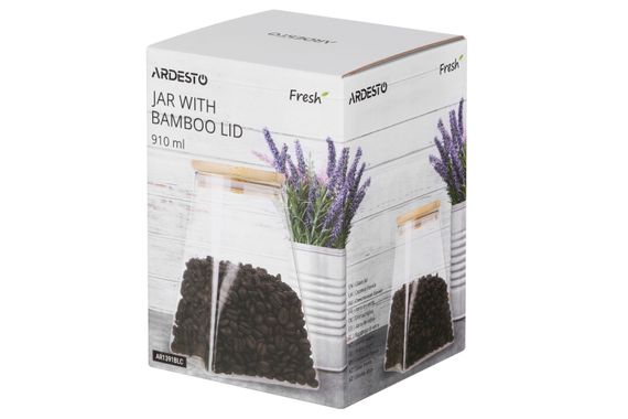 Банка для хранения Ardesto Fresh, конус, 910 мл, стекло, бамбук (AR1391BLC) | Зображення 3
