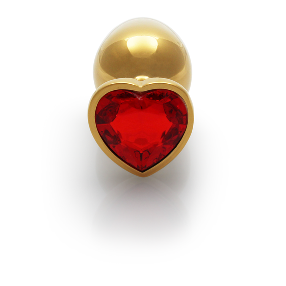 Анальна пробка - Ouch! Metal Butt Plug Medium Gold/Ruby Red Sex Aura | Зображення 3