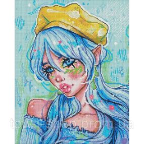 Алмазная мозаика "Голубоглазая модница" ©nila_art_art AMO7606 40х50 см Идейка