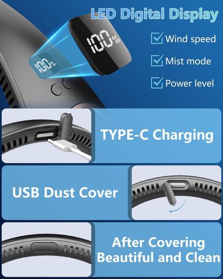 Портативний шейний вентилятор — складаний перезаряджуваний вентилятор із холодним повітрям, для спорту, подорожей і дому | Зображення 5