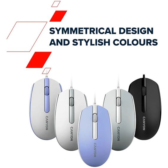 Мышь компьютерная проводная Canyon M-10 White/Gray CNE-CMS10WG светло-серая | Зображення 6