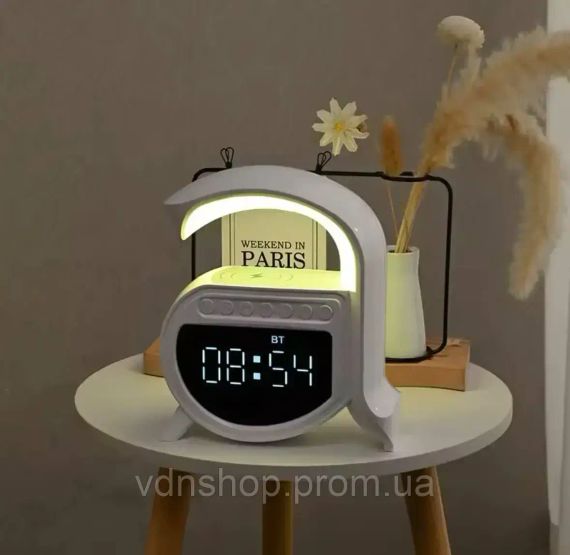 Стильний бездротовий зарядний пристрій 15 Вт / Будильник / 4-в-1 Bluetooth-динамік | Зображення 1