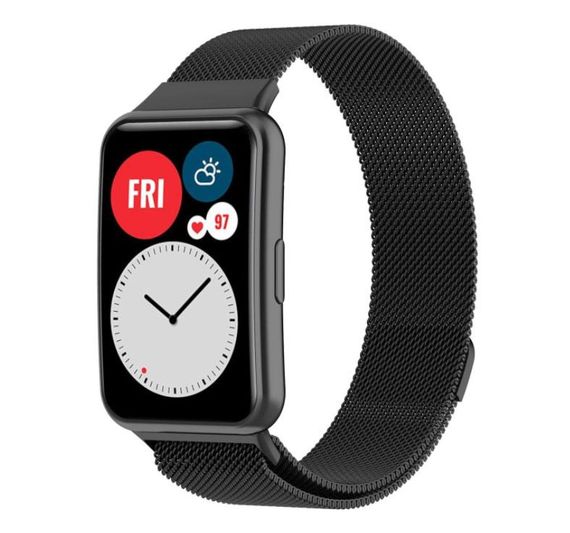 Миланский магнитный ремешок Primolux для смарт-часов Huawei Watch Fit / Fit SE (TIA-B09, TIA-B29, STA-B39) - Black