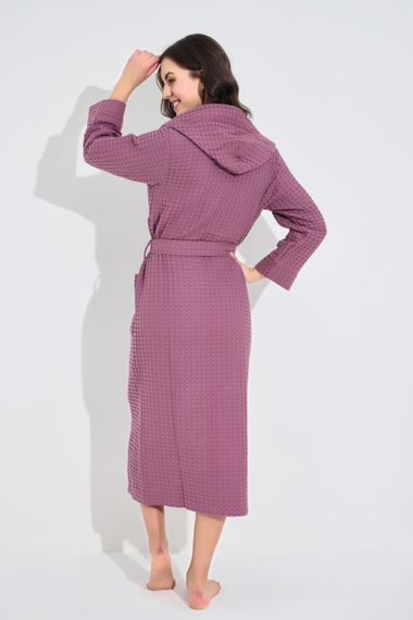 Женский вафельный халат Nusa 4160 c капюшоном, грязно-розовый S | Зображення 2