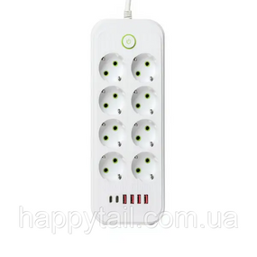 Мережевий фільтр-подовжувач 8 розеток 4xUSB-A 2xUSB-C 5м білий  HP-5-55