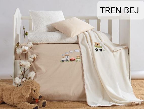 Детское постельное белье с плюшевым пледом Elita Baby в кроватку Tren Bej