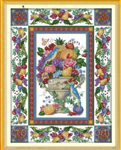 Набор для вышивания по нанесённой на канву схеме "Gorgeous fruit bowl". AIDA 14CT printed, 37*48 см