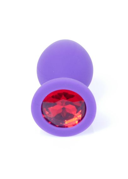 Анальная пробка с камнем Plug-Jewellery Purple Silicon PLUG Medium- Red Diamond размер М | Зображення 2