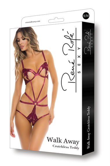 Боді відкритий WALK AWAY CROTCHLESS TEDDY BURGUNDY, S/M | Зображення 3