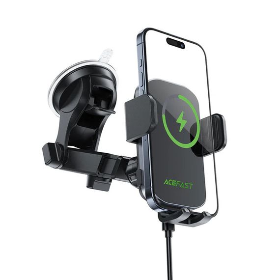 Автодержатель с БЗУ Acefast D53 with Electric Clamp for Dashboard Black | Зображення 1