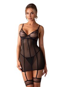 Сорочка Obsessive Nuites chemise Черный L/XL