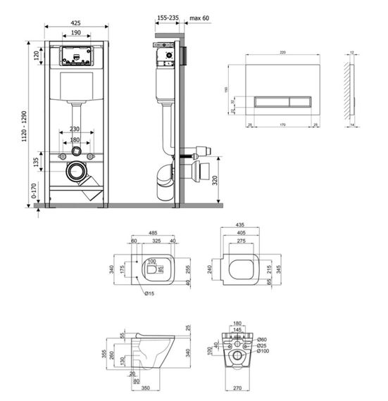 Набір Qtap Nest 4 в 1 підвісний унітаз Tern Ultra Quiet 490x365x325 + комплект інсталяції QT1733052EUQW45160 | Зображення 1