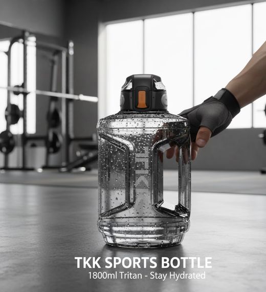 Спортивная бутылка TKK 2300 мл (2.3 л) - Черный Tritan BPA-free, ударопрочная эко-бутылка с ручкой и клапаном | Зображення 4