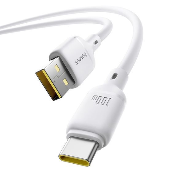 Дата кабель Baseus Silky Series OS Fast Charging USB to Type-C 100W (1m) (P10377703) Moon White | Зображення 1