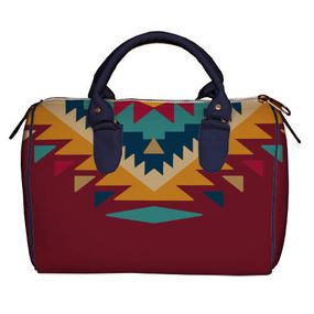 Сумка бочка Barrel Яркий орнамент на бордовом фоне 28x18x17 см (SB_15D055_TSI)