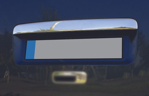 Накладка над номером (1 дверн, нерж) OmsaLine - Італійська нержавійка (з написом) для Volkswagen Caddy 2004-2010 рр.