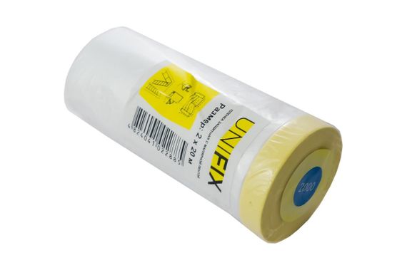 Пленка защитная с малярной лентой Unifix - 2 х 20 м (PLM-200020) | Зображення 1