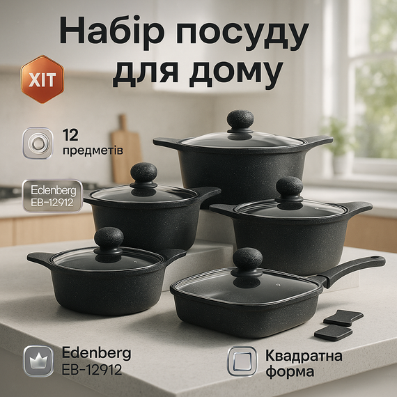 Набір каструль з нержавіючої сталі, Набір посуду для дому, Комплект каструль Збірний IW-49