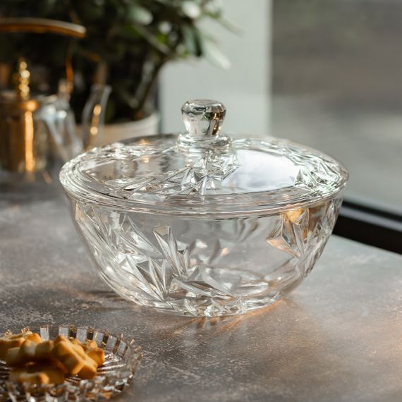 Салатниця скляна з кришкою 24 см під кришталь HP-YH-62 | Зображення 5