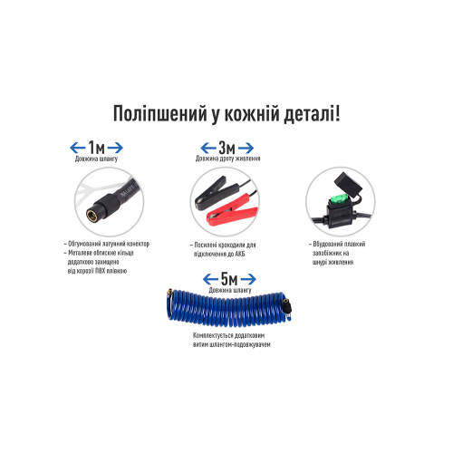 Компресор "ViTOL" К-70 150psi/25Amp /90л/2 циліндра /шланг 1,0+5,0м/клеми | Зображення 4