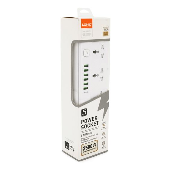 Мережевий фільтр LDNIO SС5614, 5 Розеток + 6 USB, 2 м, перетин 3х0, 75мм, White | Зображення 1