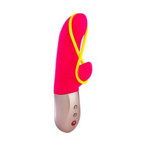 Мінівібратор-кролик зі стимулювальною стрічкою Fun Factory AMORINO pink/neon yellow, стрічка знімна Sex Aura