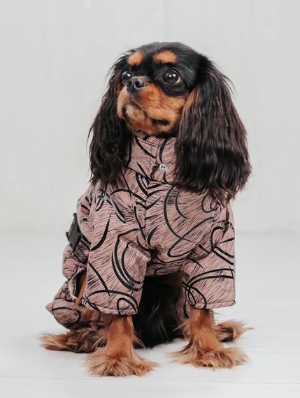 Зимовий комбінезон з поясом візерунки коричневий R-37 | Зображення 1