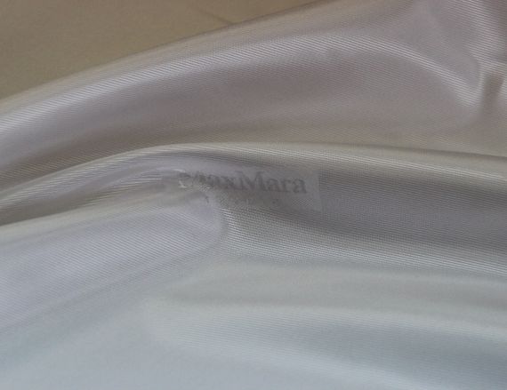 MaxMara Подкладочная ткань итальянская вискозная белая однотонная с надписью бренда твилового плетения MI 10 | Зображення 1