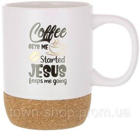 Кружка керамическая "Coffee Time" 400мл с пробковым основанием, белая BD-994-003