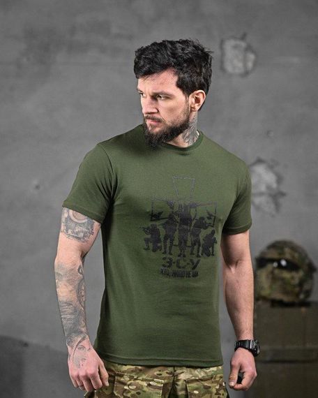 Хлопкова мілітарі футболка зсу олива ДЛ6348 | Зображення 2
