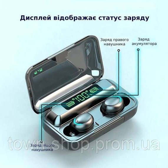 Беспроводные bluetooth наушники True Wireless F9-5 TWS с встроенным Power Bank | Зображення 5