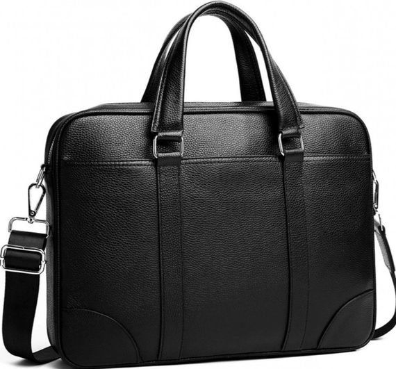 Шкіряна чоловіча сумка для документів та ноутбука чорна SL-21511 | Зображення 1